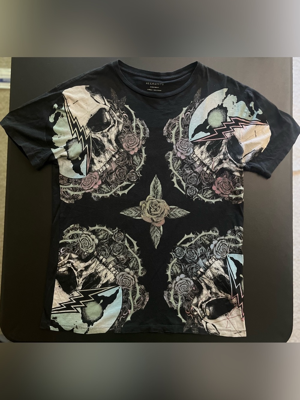 AllSaints Black Skull Graphic Tee